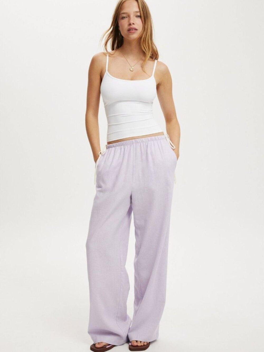Cotton On Haven Side Tie Light Lilac Wide Leg Pants Size XS NWT